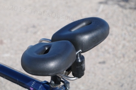 The Spiderflex seat is one touring item that prevents the nerve damage caused by conventional horned bicycle seats, and in comfort. Looks wonky, works superbly.