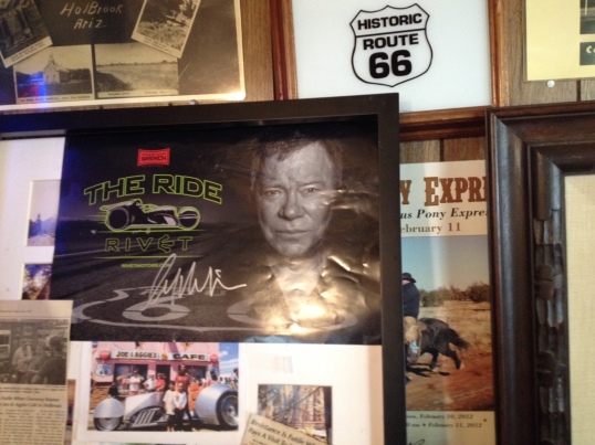 Joe hisself showed me this poster. Apparently, William Shatner will be arriving in a couple of weeks to work on part of a documentary here, and Joe also says that director Tim Lasseter somehow found the restaurant and its owners to be an inspiration for the animated feature Cars. I suspect he just wanted to mooch free food.